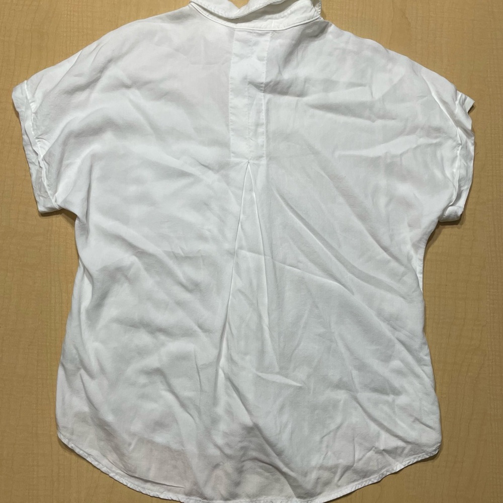 Cloth & Stone Crisp White Rolled Short Sleeve Point Collar Button Down Top Small - Picture 8 of 10
